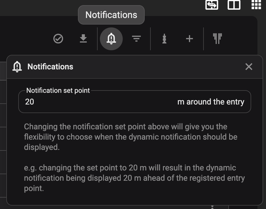 Notifications settings